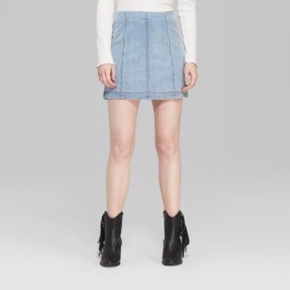 Paneled Denim Mini Skirt Sz 10